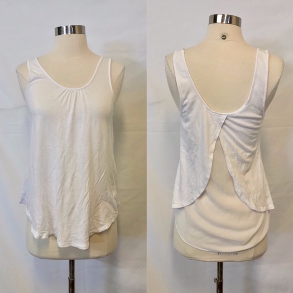 Express Tops - Express White Tulip Back Mixed Media Tank Top